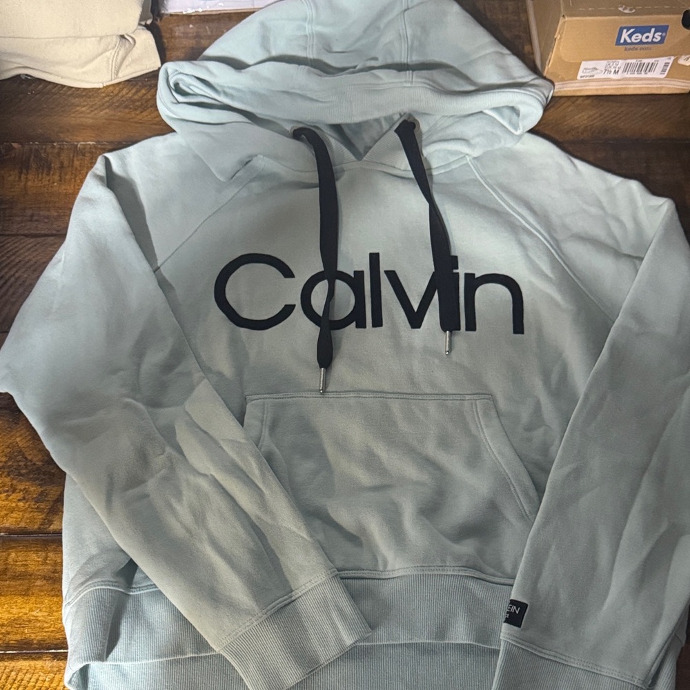 Calvin Klein Woman’s Cropped Mint Hoodie